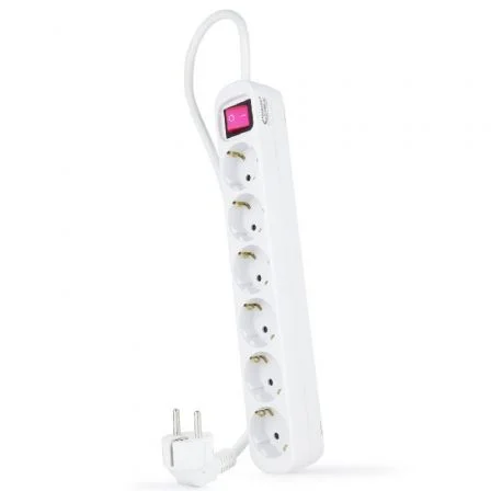 Nanocable Regleta de 6 tomas con interruptor y cable de 1,4 m Blanca